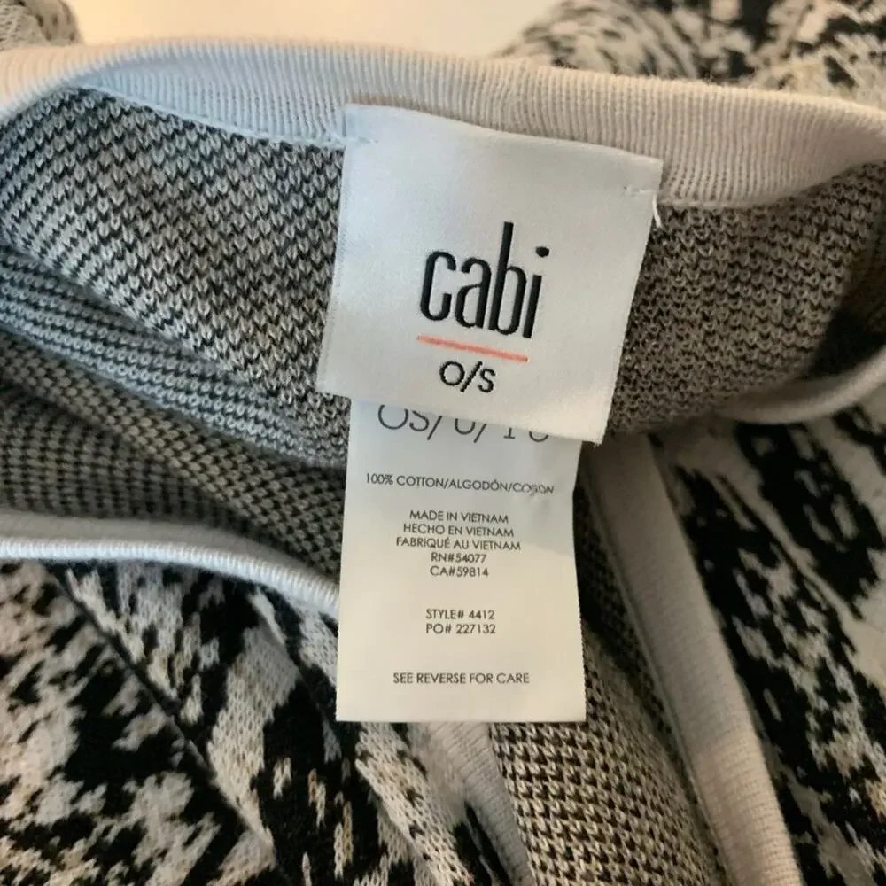 Cabi Wrap Womens OS One Size Black White Serpent Cotton Open Knit Poncho Sweater